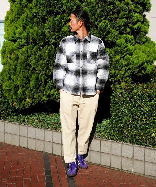 「roial」 長袖ネルシャツ MEDIUM グリーン メンズ_画像3