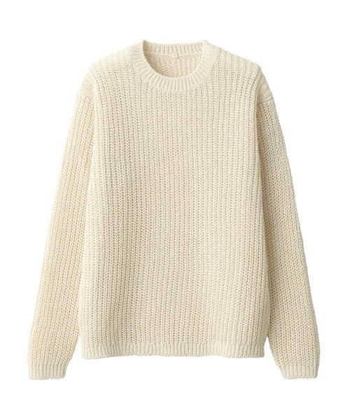 「MUJI Labo」 「無印良品」長袖ニット L アイボリー メンズ_画像6