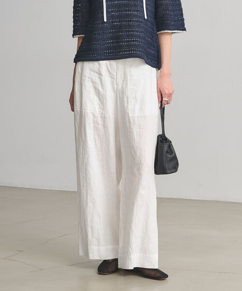 ユナイテッドアローズ　United Arrows 白　ホワイト　パンツ　極美品 UNITED ARROWS（ユナイテッドアローズ） パンツ リネン パッチポケット
