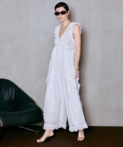 サロペット オーバーオール 「PRE-ORDER」Lace Patch Rompers/レースパッチロンパース レディースの画像