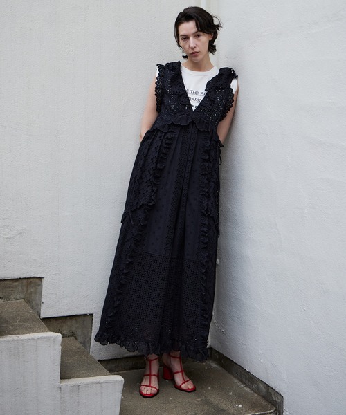 サロペット オーバーオール 「PRE-ORDER」Lace Patch Rompers/レースパッチロンパース レディースの画像