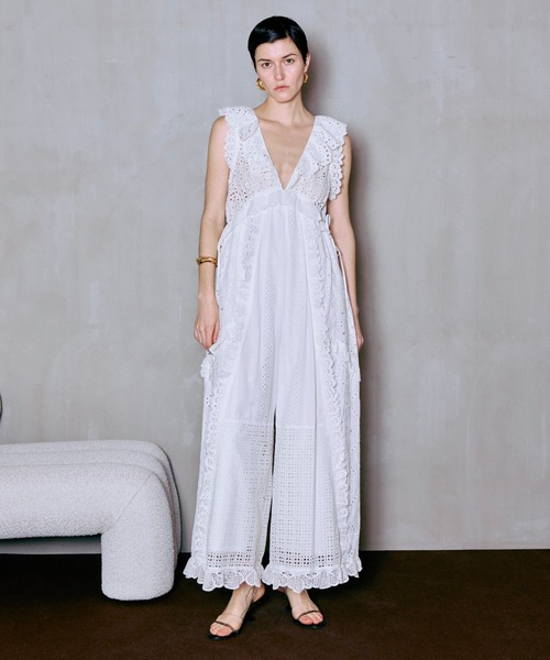 サロペット オーバーオール 「PRE-ORDER」Lace Patch Rompers/レースパッチロンパース レディースの画像