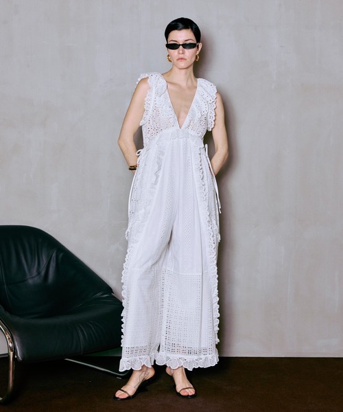 サロペット オーバーオール 「PRE-ORDER」Lace Patch Rompers/レースパッチロンパース レディースの画像
