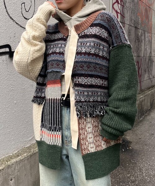 「etsinta」 ニットカーディガン ONE SIZE オレンジ レディース_画像4
