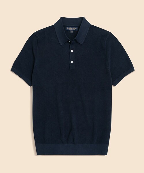 春！【新品】ブルックスブラザーズ スーピマコットン 半袖ニットポロ ネイビー L BROOKS BROTHERS（ブルックスブラザーズ） ポロシャツ スーピマ