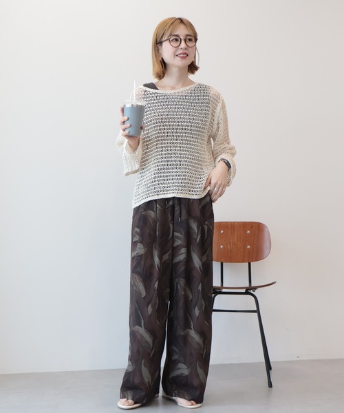 刺繍入りメッシュトップスセーター AMERICAN HOLIC（アメリカンホリック） ニット セーター 刺繍メッシュ