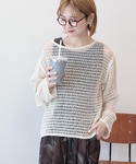 ニット セーター 刺繍メッシュプルオーバー レ...の詳細画像3