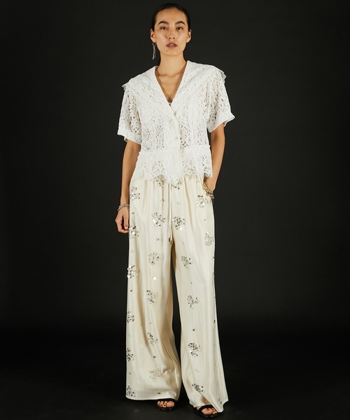ブラウス シャツ 「2026Summer Pre-Order」スカラップレースセーラーシャツ / Scallop Lace Sailor Shirtの画像