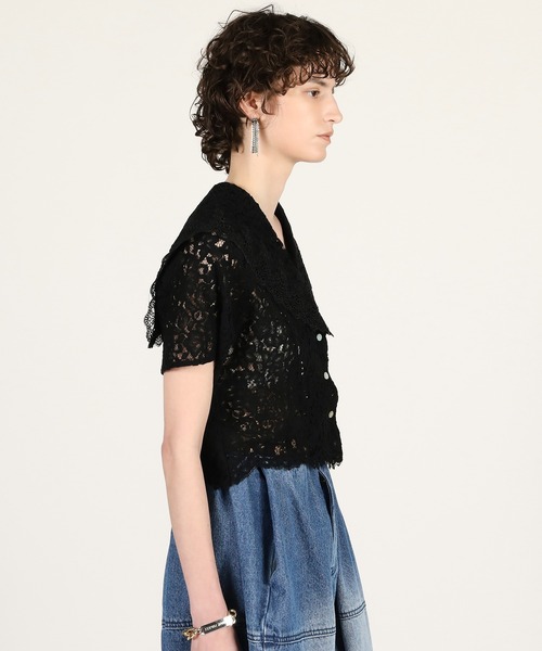 ブラウス シャツ 「2026Summer Pre-Order」スカラップレースセーラーシャツ / Scallop Lace Sailor Shirtの画像