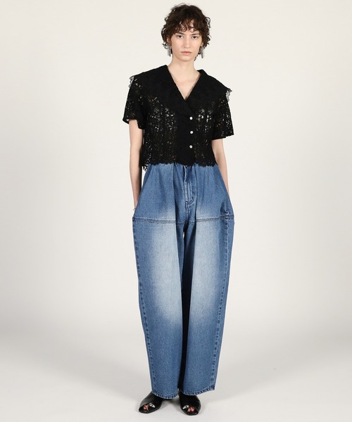 ブラウス シャツ 「2026Summer Pre-Order」スカラップレースセーラーシャツ / Scallop Lace Sailor Shirtの画像