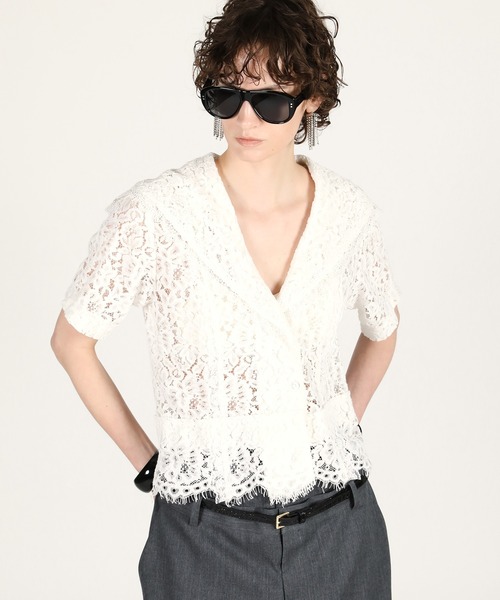 ブラウス シャツ 「2026Summer Pre-Order」スカラップレースセーラーシャツ / Scallop Lace Sailor Shirtの画像