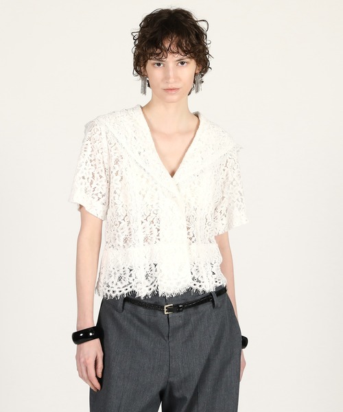 ブラウス シャツ 「2026Summer Pre-Order」スカラップレースセーラーシャツ / Scallop Lace Sailor Shirtの画像