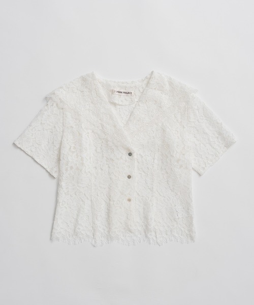 ブラウス シャツ 「2026Summer Pre-Order」スカラップレースセーラーシャツ / Scallop Lace Sailor Shirtの画像