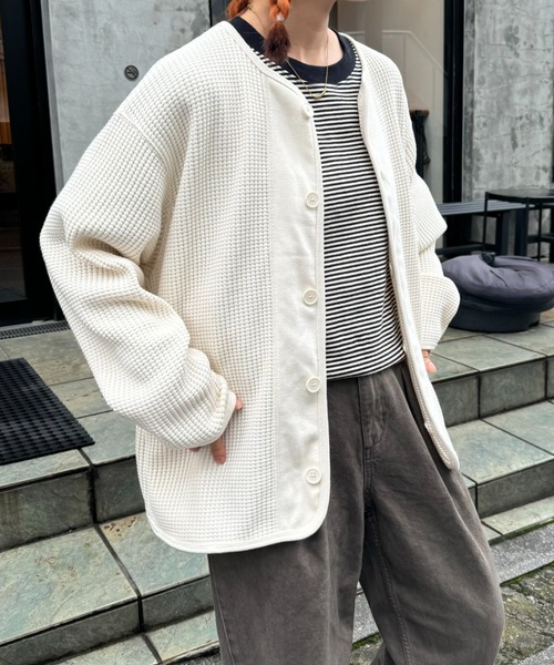 「GEVACO」 カーディガン MEDIUM グレー メンズ_画像3