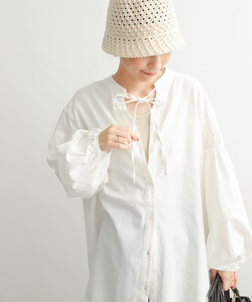「URBAN RESEARCH DOORS」 長袖ブラウス MEDIUM グレー レディース_画像4