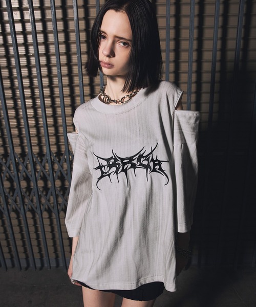 ERAR tシャツ 「ERAR」ヴィンテージライクショルダーZIPトライバルロゴ