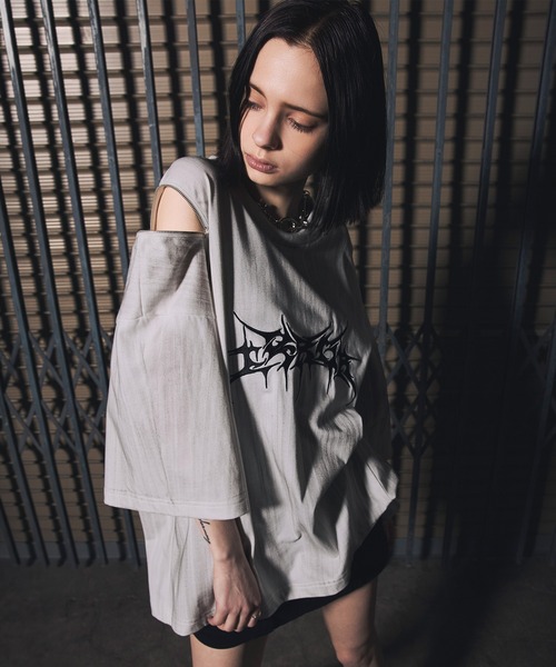ERAR tシャツ 「ERAR」ヴィンテージライクショルダーZIPトライバルロゴ