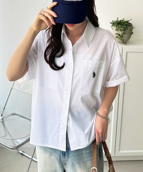 「U.S. POLO ASSN.」 半袖シャツ MEDIUM ブルー系その他 レディース_画像2