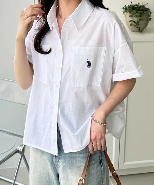 「U.S. POLO ASSN.」 半袖シャツ MEDIUM ブルー系その他 レディース_画像3