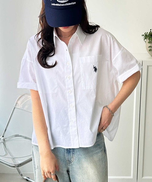 「U.S. POLO ASSN.」 半袖シャツ MEDIUM ブルー系その他 レディース_画像4