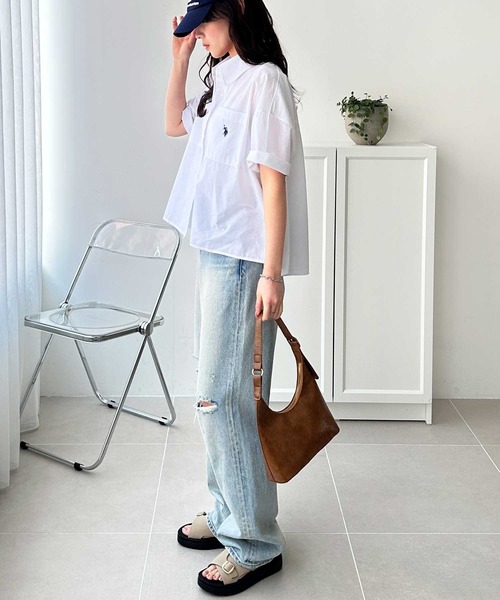「U.S. POLO ASSN.」 半袖シャツ MEDIUM ブルー系その他 レディース_画像8
