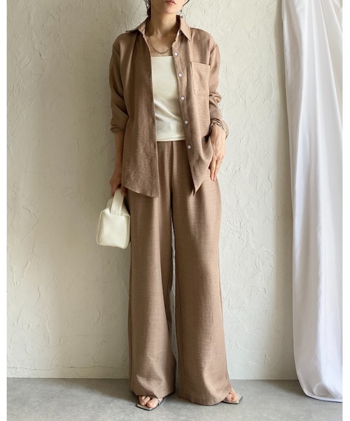 She's Closet セットアップ 長袖 無地 オーバーサイズシャツ ワイド