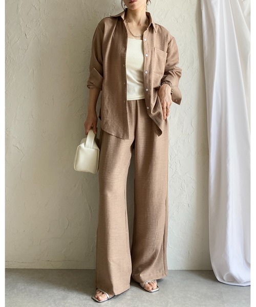 She's Closet セットアップ 長袖 無地 オーバーサイズシャツ ワイド