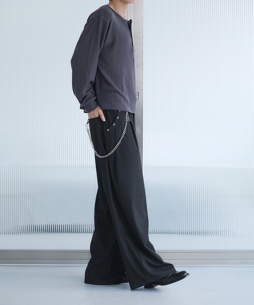 「Adoon plain」 長袖Tシャツ LARGE チャコールグレー メンズ_画像6