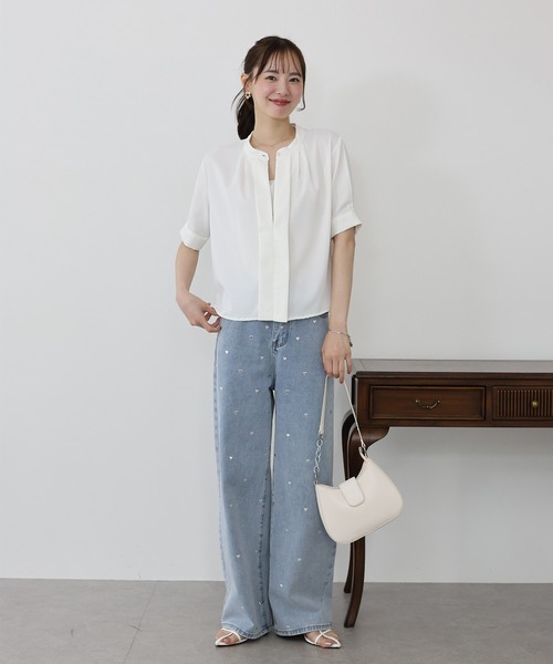 「BLUEEAST」 半袖ブラウス MEDIUM ブルー レディース_画像9
