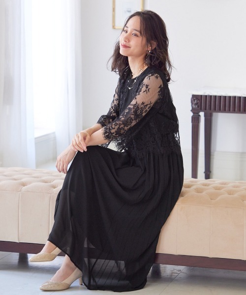 「Jolie et Jolie」 「capris」ドッキングワンピース L ブラック レディース_画像3