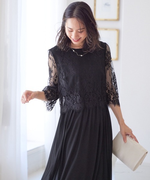 「Jolie et Jolie」 「capris」ドッキングワンピース L ブラック レディース_画像4