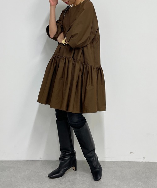 「LOUNGEDRESS」 半袖ワンピース FREE ブラウン レディース_画像6