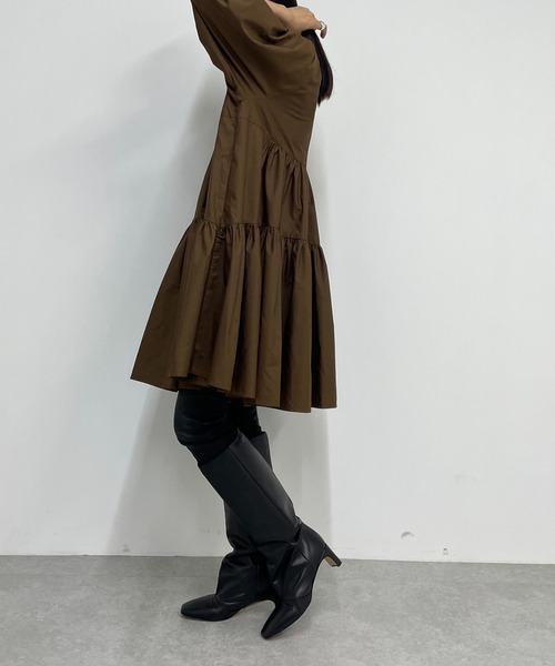 「LOUNGEDRESS」 半袖ワンピース FREE ブラウン レディース_画像7