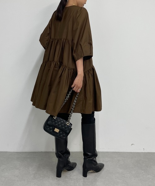 「LOUNGEDRESS」 半袖ワンピース FREE ブラウン レディース_画像8