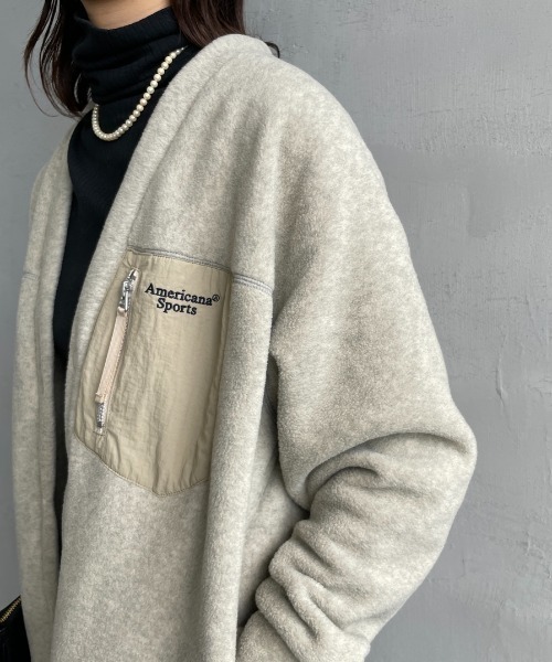 「AMERICANA」 ノーカラージャケット ONE SIZE オリーブ レディース_画像9
