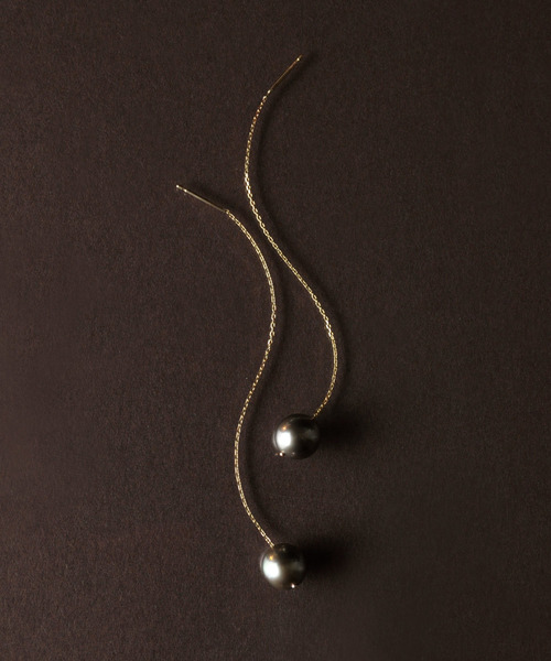 anq. ピアス 「anq.」K10・タヒチパール ロングチェーンピアス