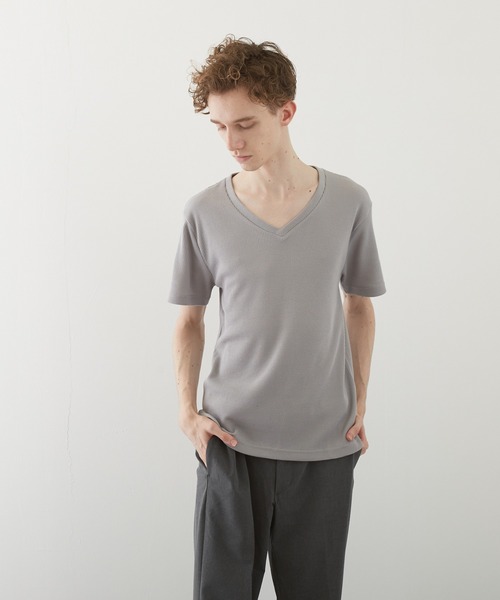 tシャツ 「TONE BY AS」サーマル半袖VネックTEE(BL) メンズ レディース