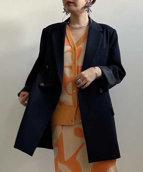 テーラードジャケット VINTAGE Ameri アメリヴィンテージ F BLAZER DETAIL DENIM BACK ネイビー アメリヴィンテージ AMERI ジャケット・アウター