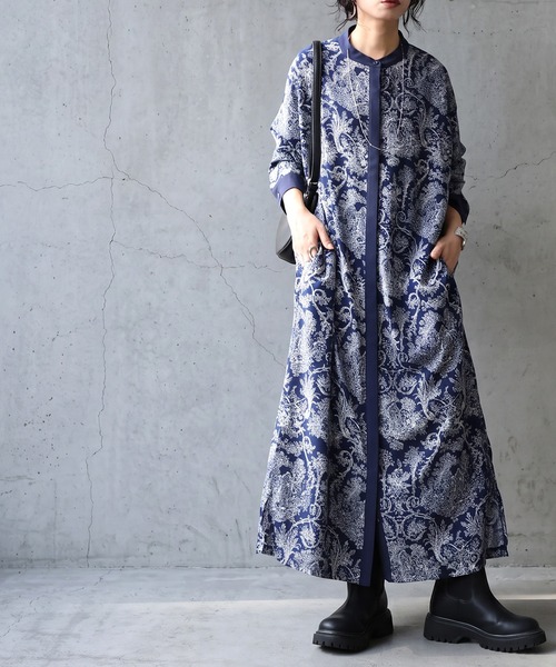 antiqua（アンティカ） シャツワンピース トワルドジュイ柄 Iライン
