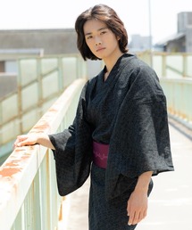 KIMONOMACHI 浴衣 メンズ 楊柳 5点 セット（浴衣＋角帯＋下駄＋