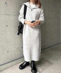 andme（アンドミー） ワンピース セーラーカラー長袖ハーフジップ