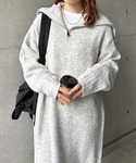 ワンピース セーラーカラー長袖ハーフジップニッ...の詳細画像4