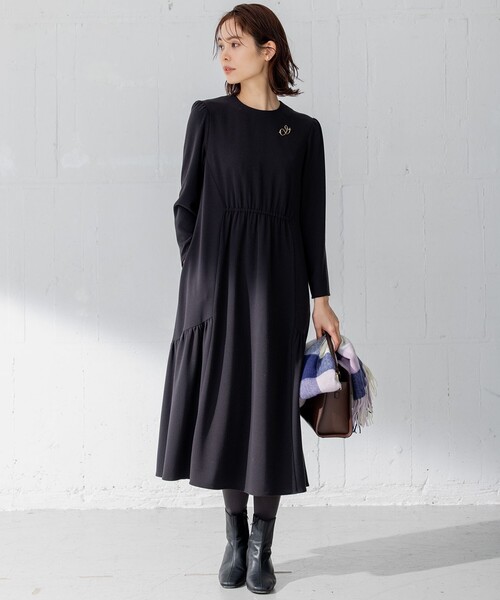 未使用級　24AW 組曲　ウォームジョーゼットティアード　ワンピース　長袖 未使用級 24AW 組曲 ウォームジョーゼットティアード ワンピース