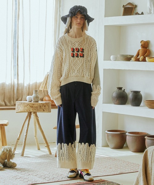 bedsidedrama（ベッドサイドドラマ） ワイドパンツ パンツ Erode Knit