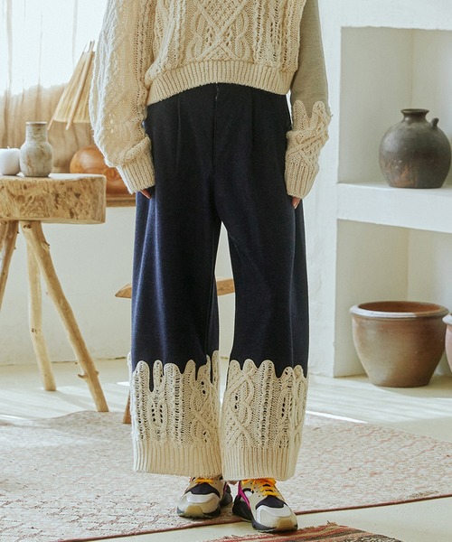 bedsidedrama（ベッドサイドドラマ） ワイドパンツ パンツ Erode Knit