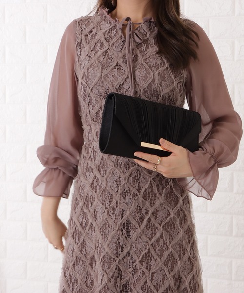 2way チェーン付き クラッチバッグ スクエア 大容量 2色 5032703 Lace Ladies クラッチバッグ パーティーバッグ チェーン付き2WAY