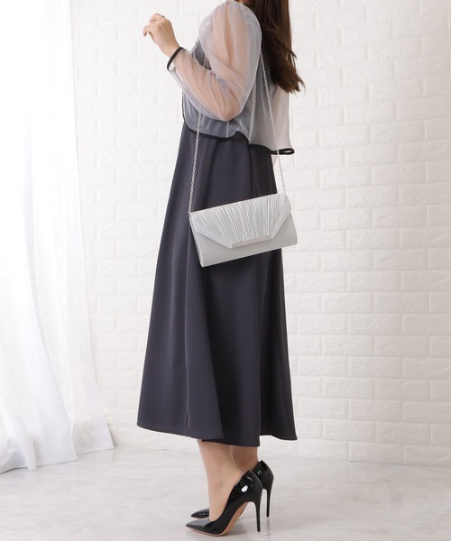 2way チェーン付き クラッチバッグ スクエア 大容量 2色 5032703 Lace Ladies クラッチバッグ パーティーバッグ チェーン付き2WAY