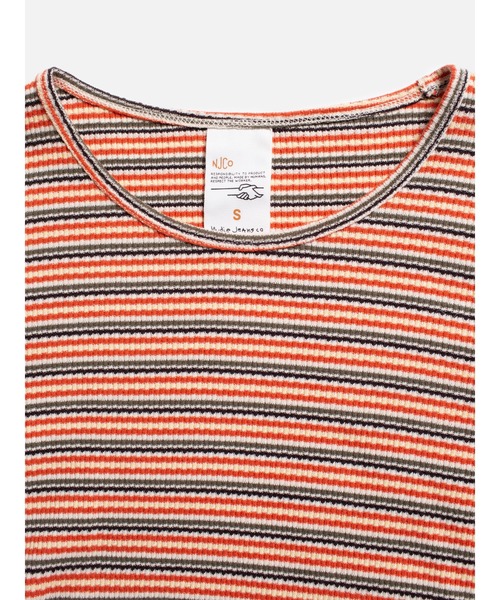 [ JEANS] リブVネックスリムフィットストライプTシャツ adidas（アディダス）の「スリーストライプス Vネック スリム