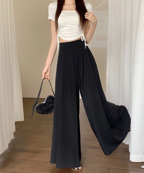 COCOMOMO パンツ タック入り スカンツワイドパンツ レディース