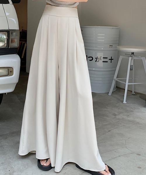 COCOMOMO パンツ タック入り スカンツワイドパンツ レディース